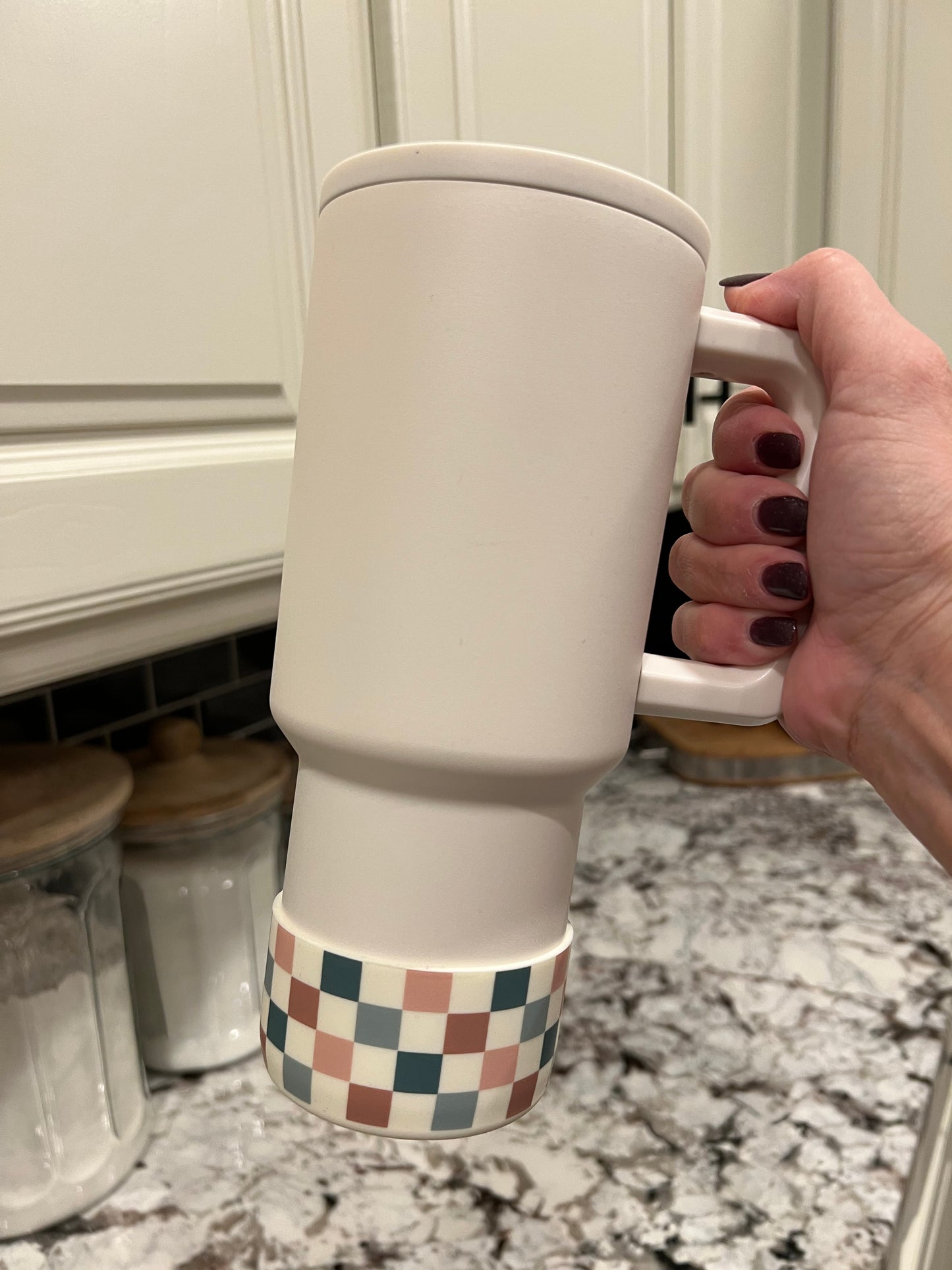 Rose Sage Check Silicone Tumbler Boot