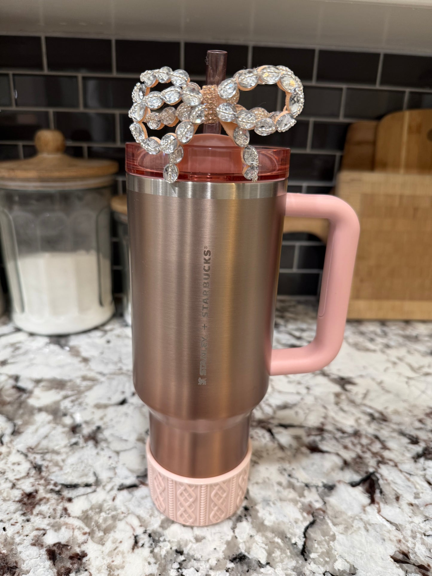Peach Bling - Boujee Tumbler Bow