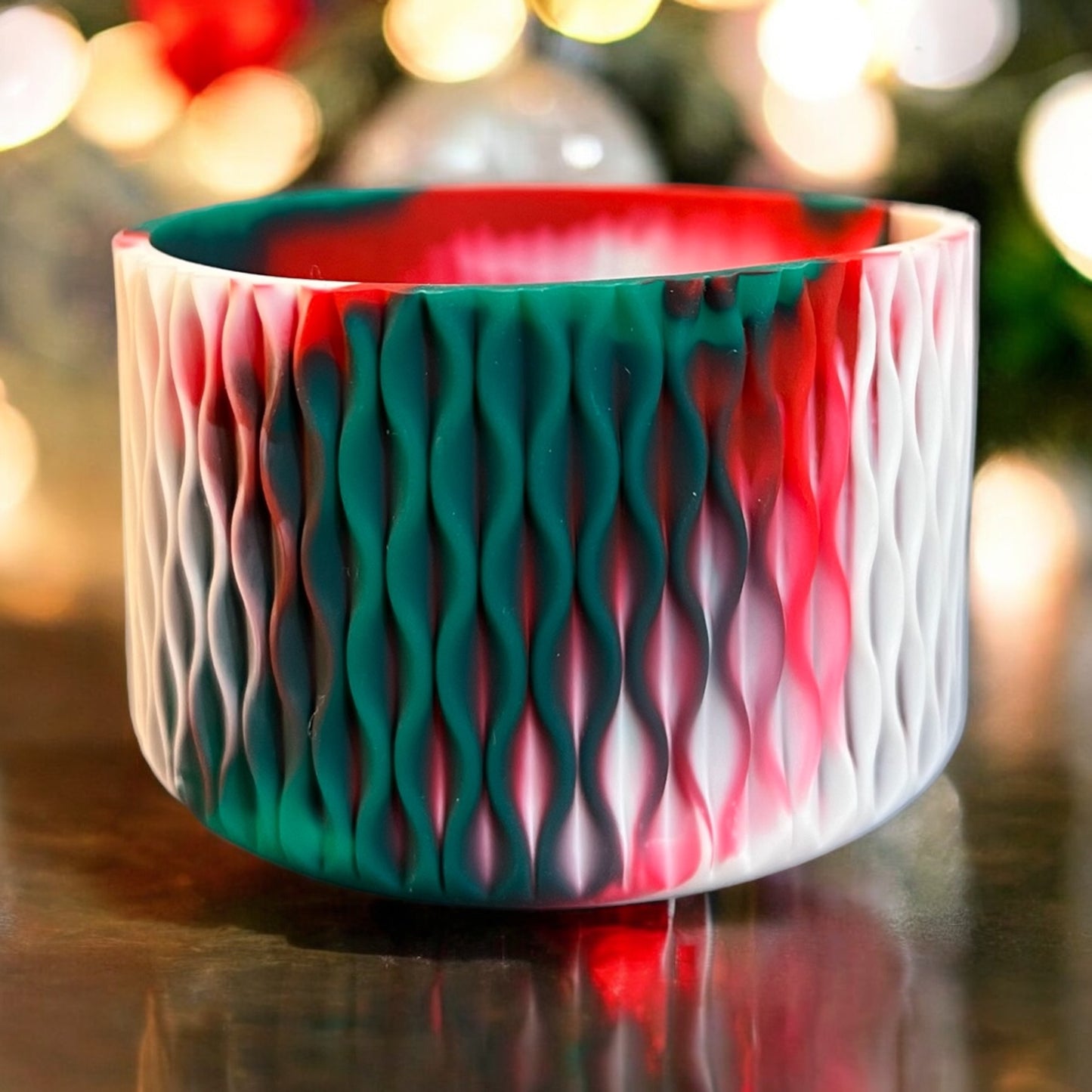 Christmas Swirl WAVES Silicone Tumbler Boot