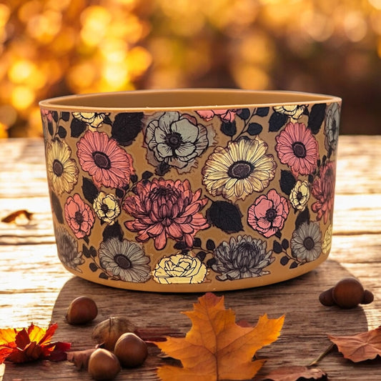 Autumn Flowers Tan Silicone Tumbler Boot