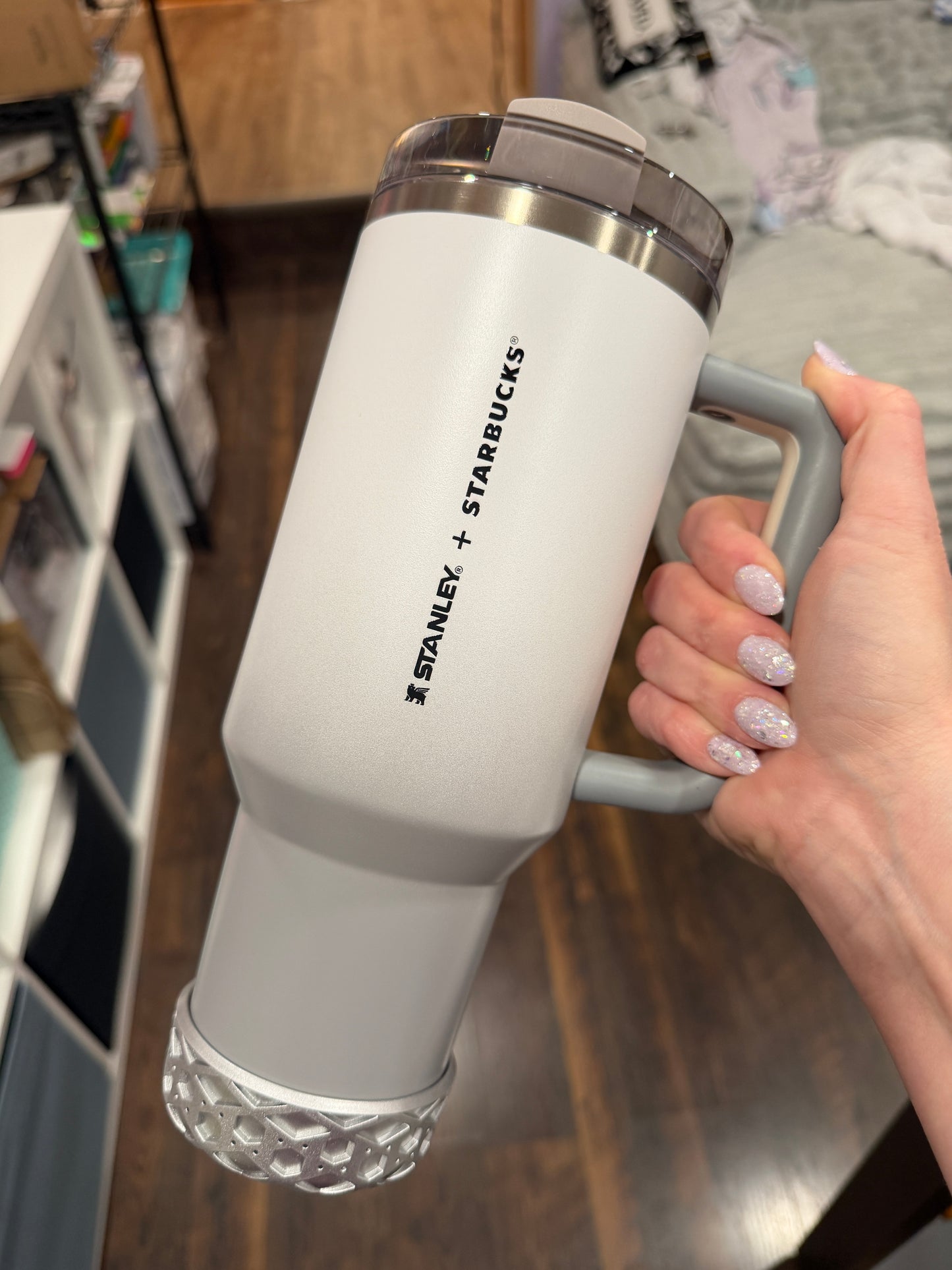 Silver Metallic Shorty Waffle 3" - Silicone Tumbler Boot