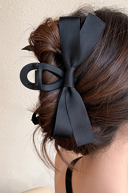 Black Ribbon Bow Hair Claw Clip