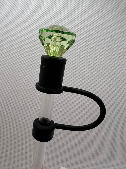 Green Diamond BLACK Base Straw Topper 10mm