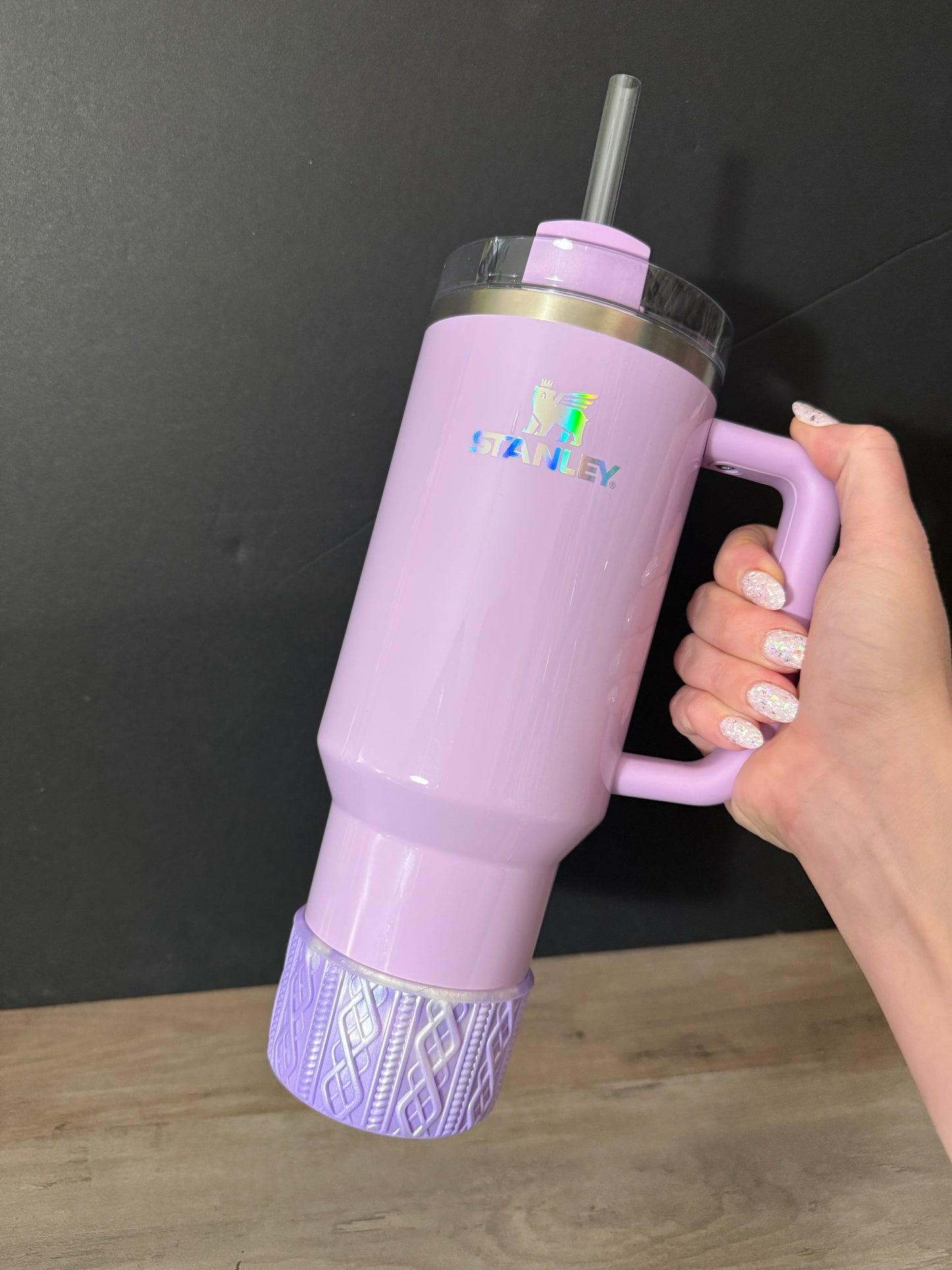 Periwinkle White SHIMMER - SWEATER Silicone Tumbler Boot