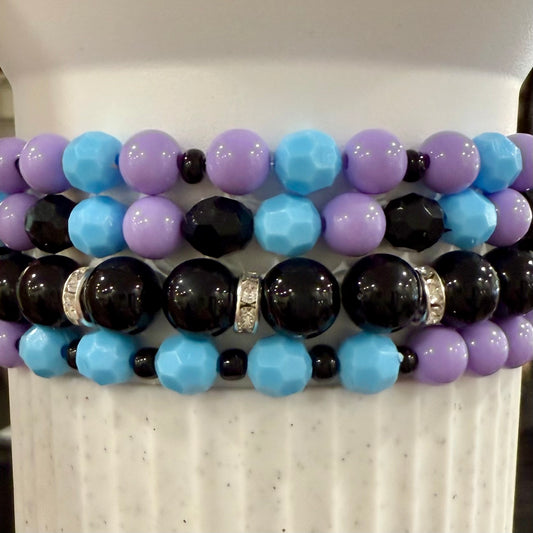 Black Blue Lavender - Tumbler Bracelet Stacks