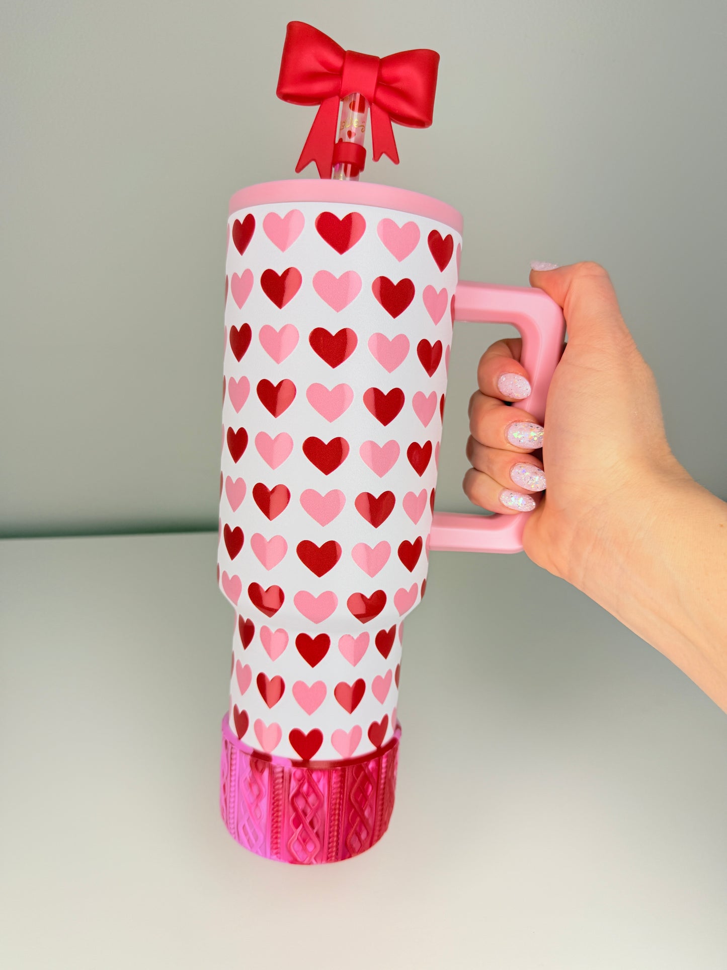 Pink Red SHIMMER - SWEATER Silicone Tumbler Boot