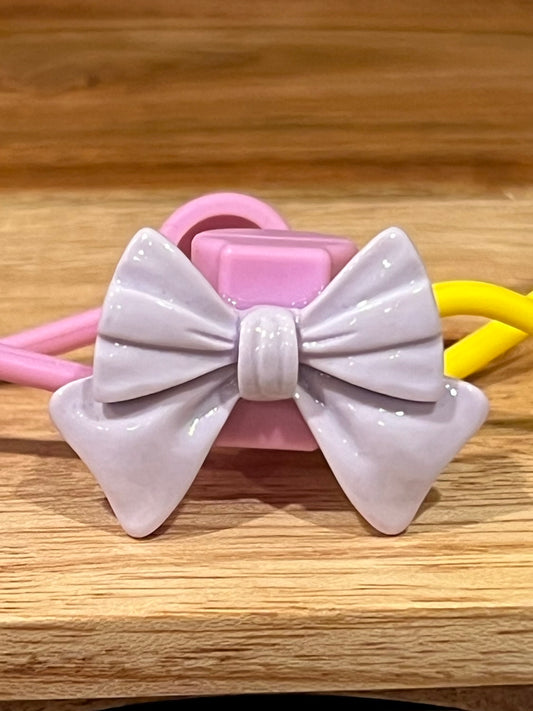 Lavender Bow Silicone Straw Topper 10mm