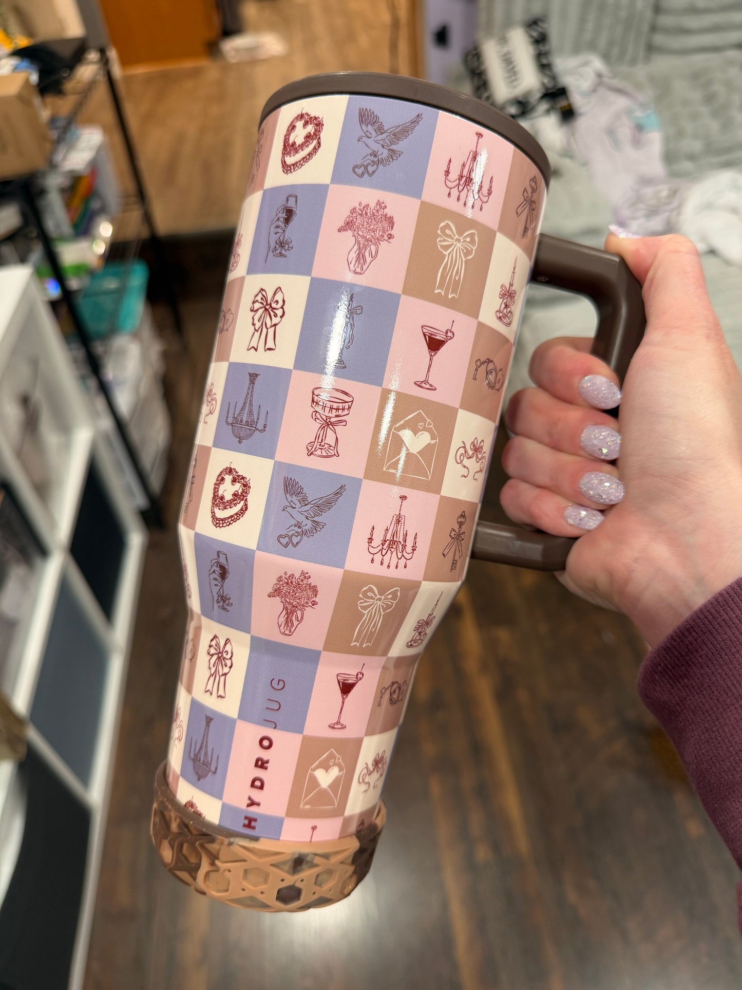 Brown Glitter Shorty Waffle 3" - Silicone Tumbler Boot