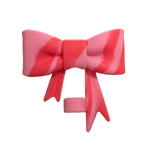 Pink Parade Swirl Matte Large Bow - Silicone Straw Topper 10mm