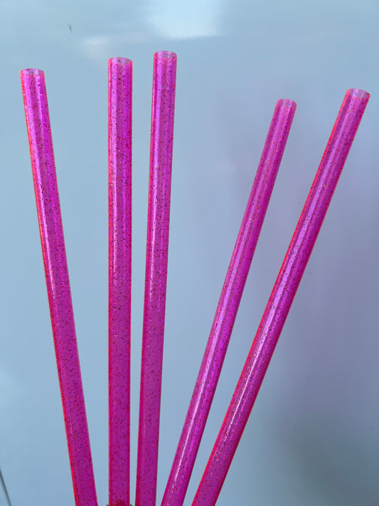 Bright Pink Glitter Straw (40oz Tumbler)