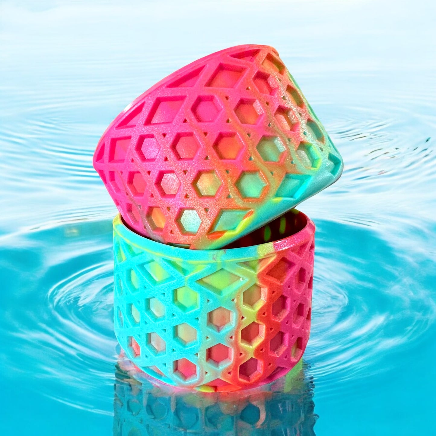 Summer Swirl SHIMMER WAFFLE Silicone Tumbler Boot