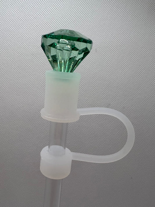 Dk Green TRANSPARENT Base Diamond Straw Topper 10mm