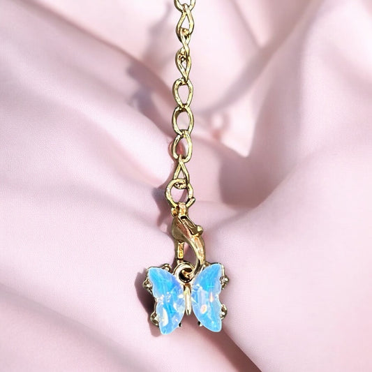 Pale Blue Butterfly Handle Charm