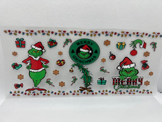 Christmas Grinchmas Wreath UV DTF Wrap Decal