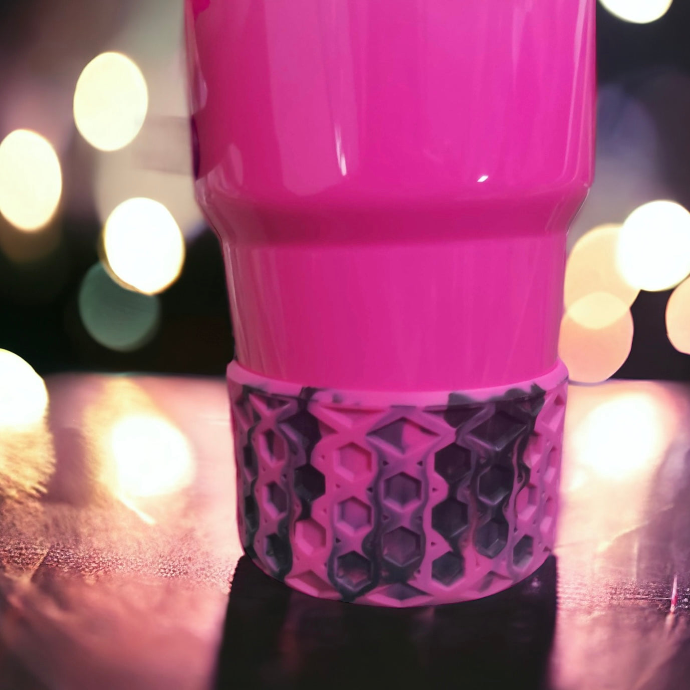 Neon Pink Black Swirl WAFFLE Silicone Tumbler Boot