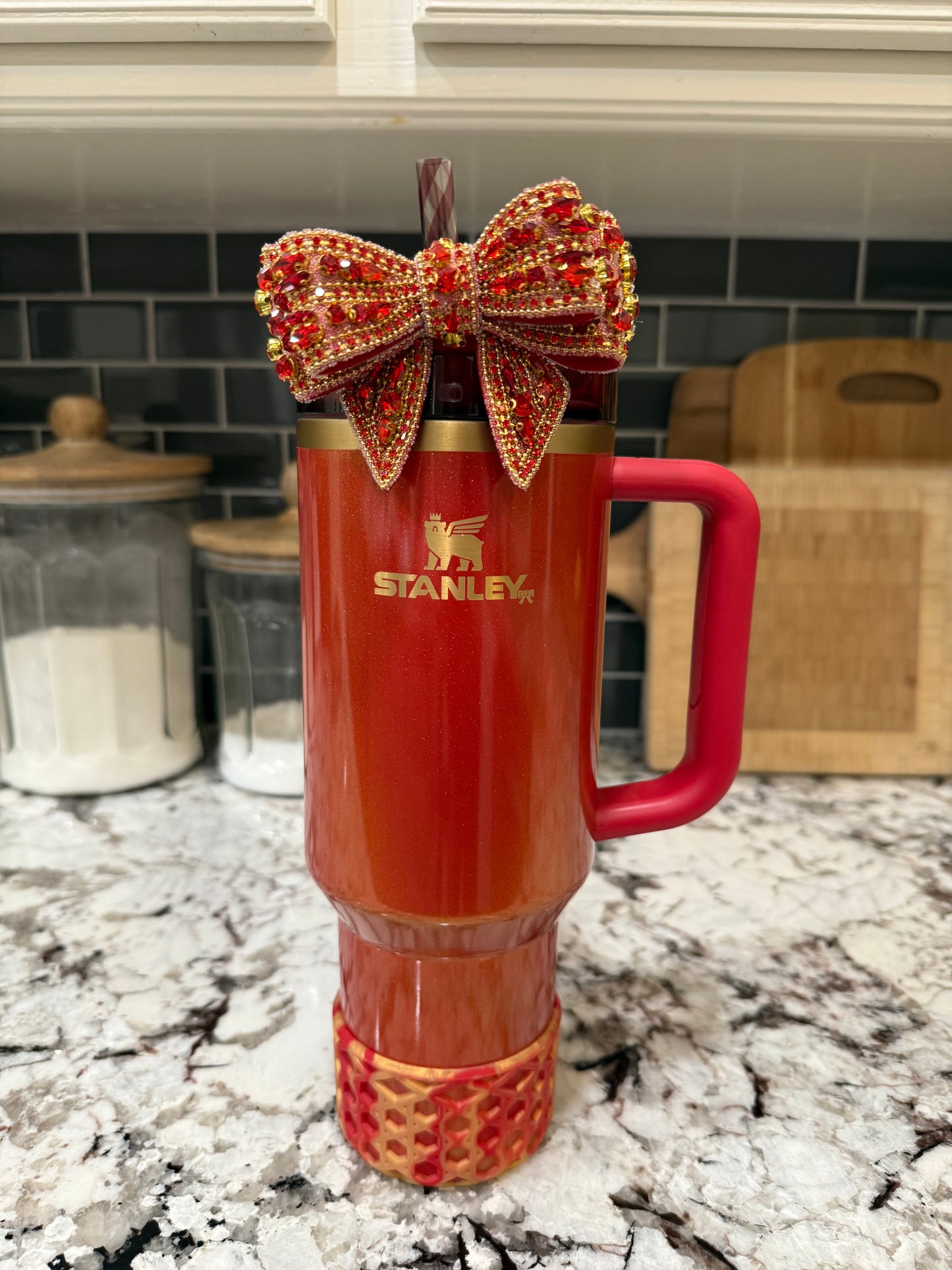 Red Rhinestone - Boujee Tumbler Bow