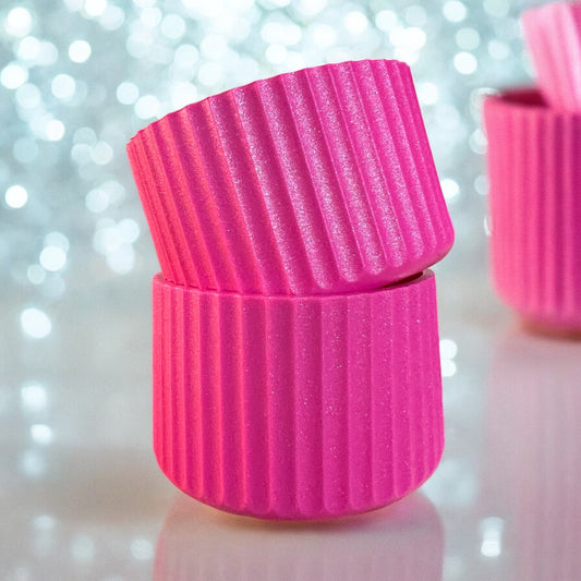 Glam Pink Shimmer FLUTED Silicone Tumbler Boot