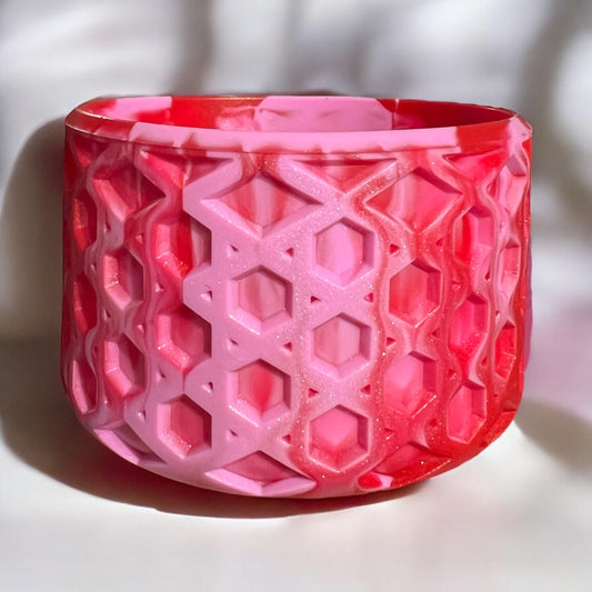 Pink Red Swirl Shimmered WAFFLE Silicone Tumbler Boot