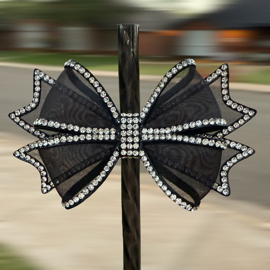 Black Sheer Bling - Boujee Tumbler Bow