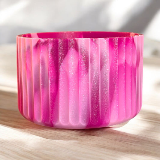 Peony Fuchsia SHIMMER FLUTED Silicone Tumbler Boot