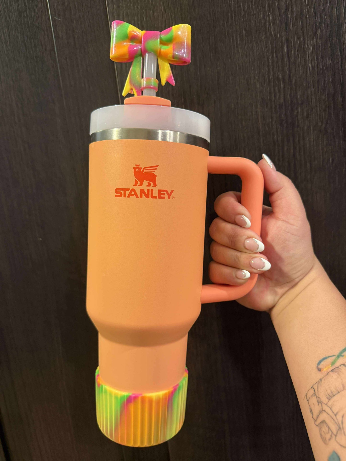 Neon Swirl Shimmer FLUTED Silicone Tumbler Boot