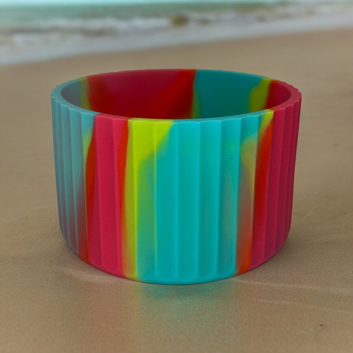 Summer Swirl Multi FLUTED Silicone Tumbler Boot