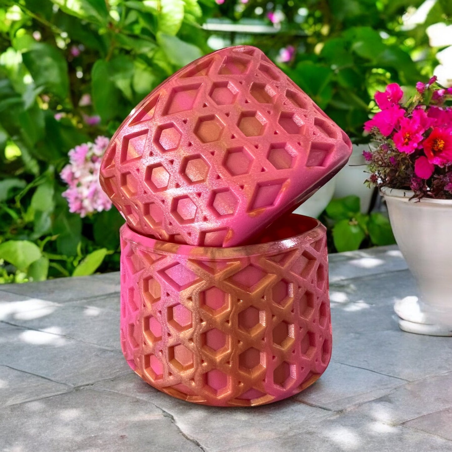 Berry Pink Copper SHIMMER WAFFLE Silicone Tumbler Boot