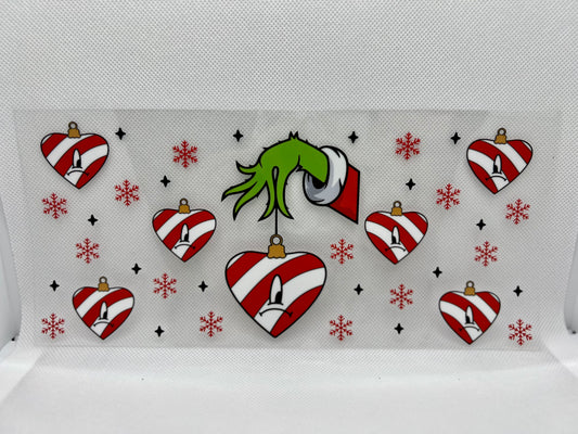 Grinch Heart UV DTF Wrap Decal