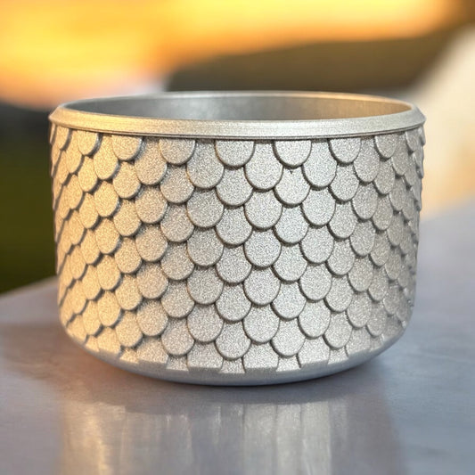 Silver metallic SCALES Silicone Tumbler Boot