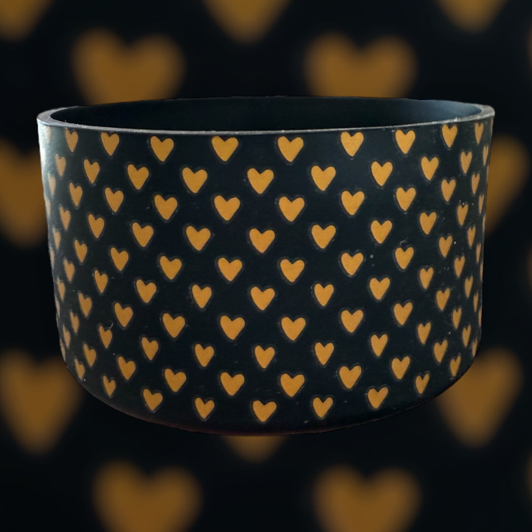 Mini Gold Hearts Black - Silicone Tumbler Boot