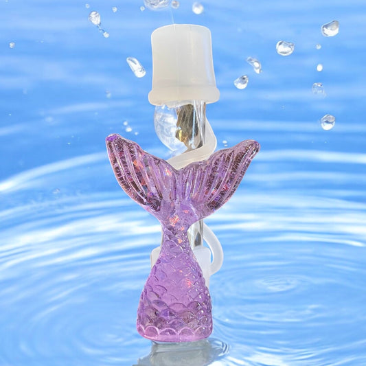 Purple Mermaid Silicone Straw Topper 10mm