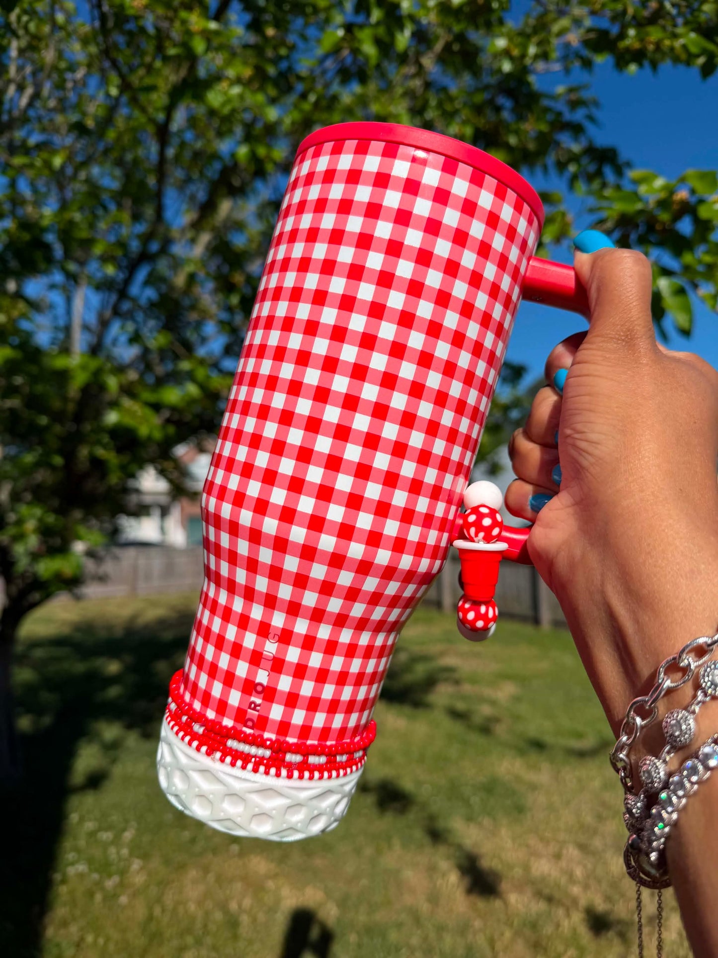White SHIMMER Shorty Waffle 3" - Silicone Tumbler Boot