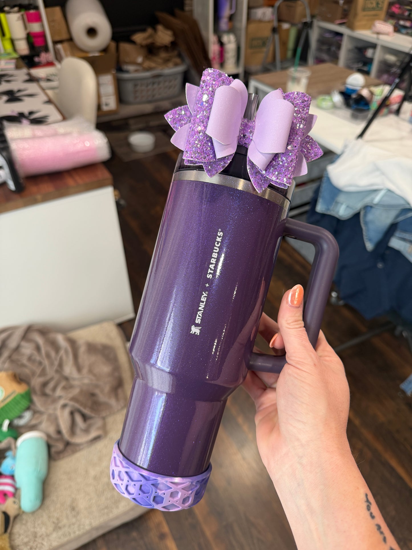 Purples SHIMMER Shorty Waffle 3" - Silicone Tumbler Boot