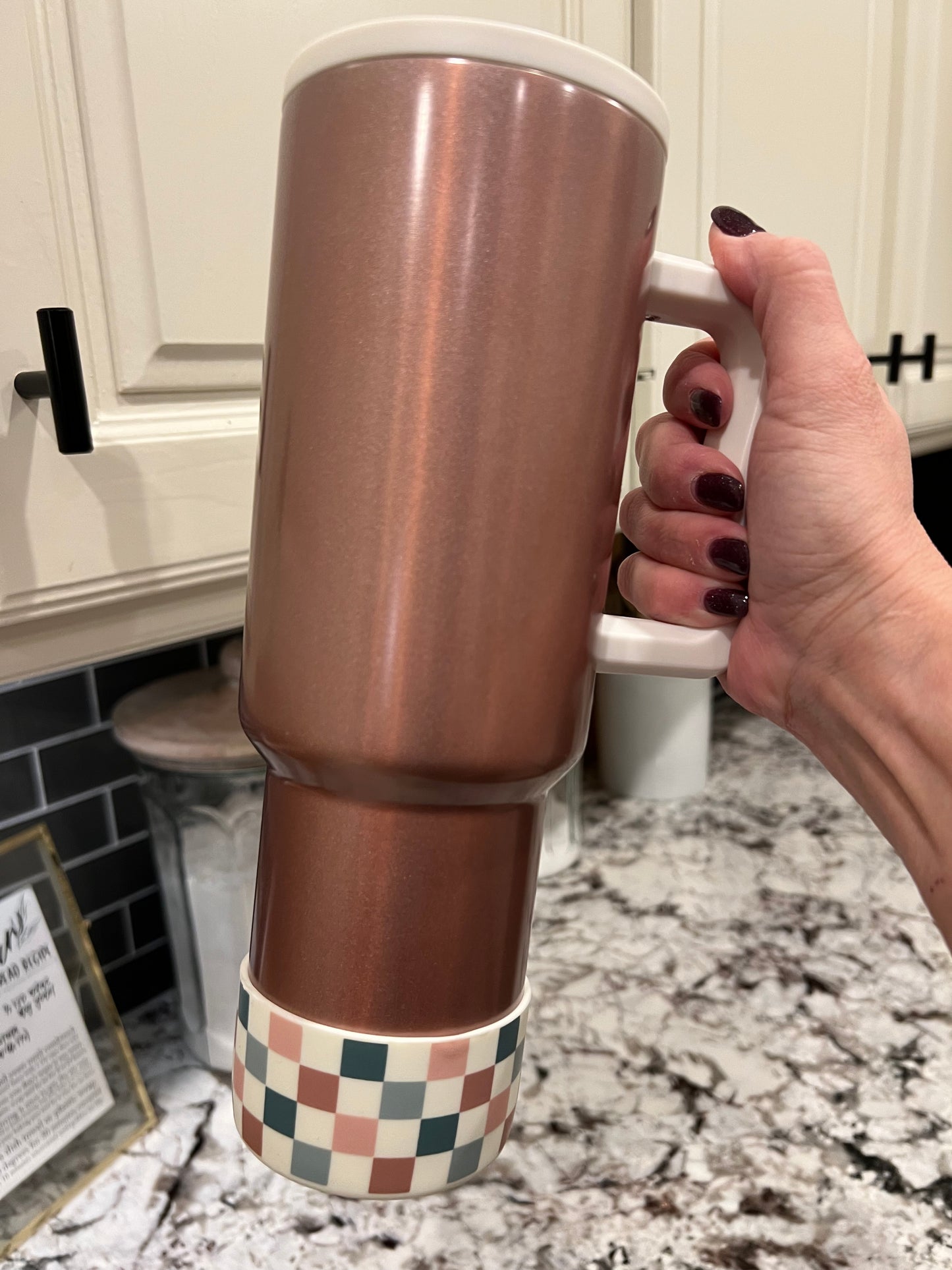 Rose Sage Check Silicone Tumbler Boot