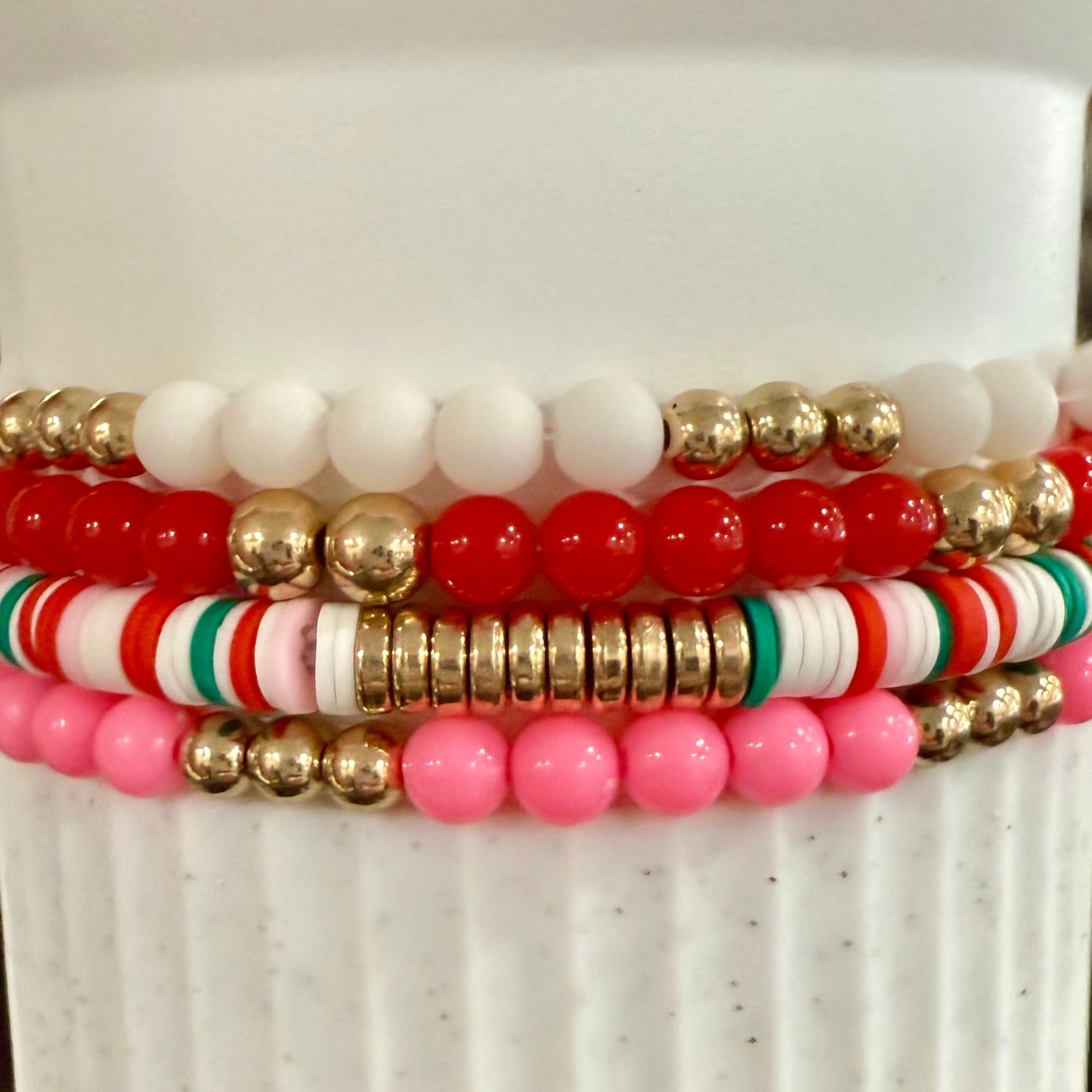 Pink Christmas  - Tumbler Bracelet Stacks