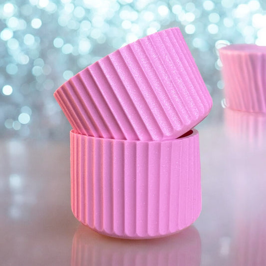 Pretty In Pink Shimmer FLUTED Silicone Tumbler Boot