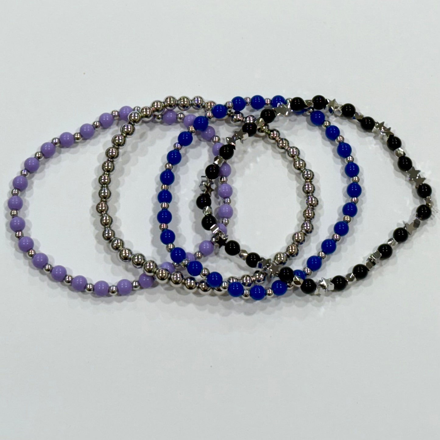 Black Blue Lavender Stars - Tumbler Bracelet Stacks