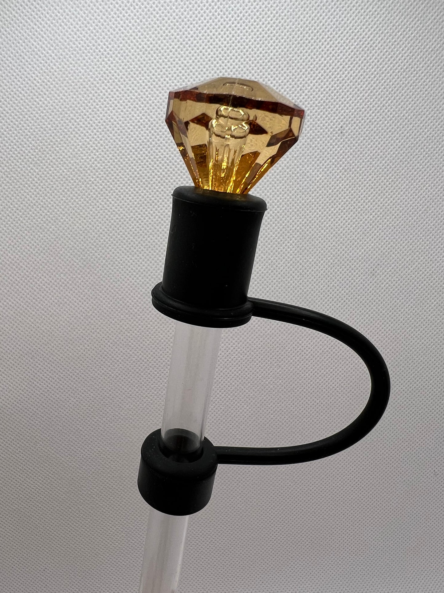 Gold Diamond BLACK Base Straw Topper 10mm