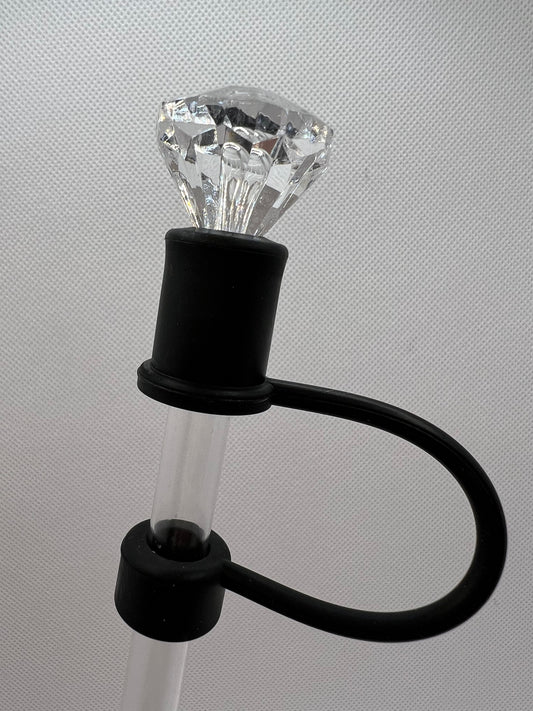 Clear Diamond BLACK Base Straw Topper 10mm