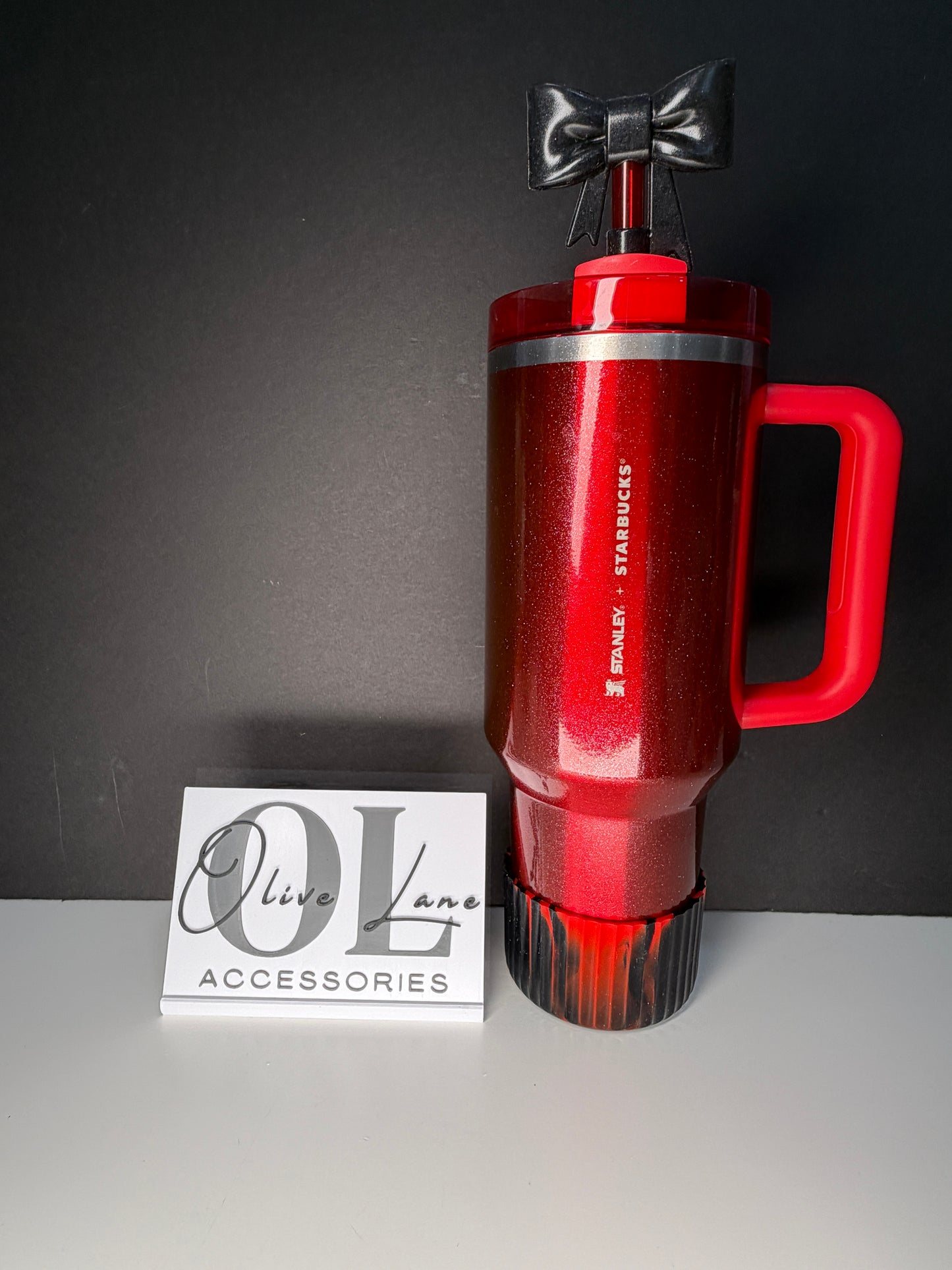 Black Red Shiny FLUTED - Silicone Tumbler Boot