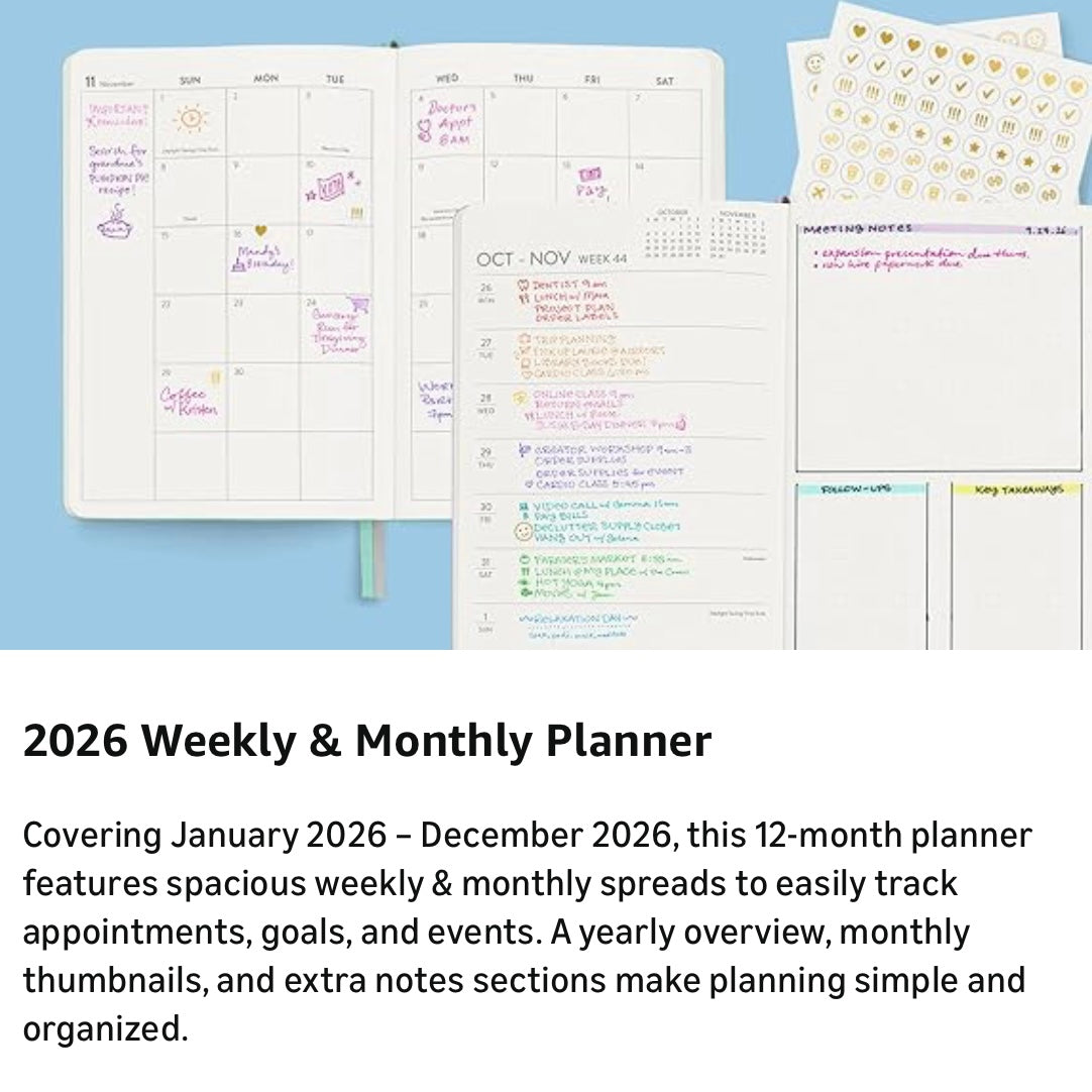 2026 Paperage Dated Planner- Monthly & Weekly Views