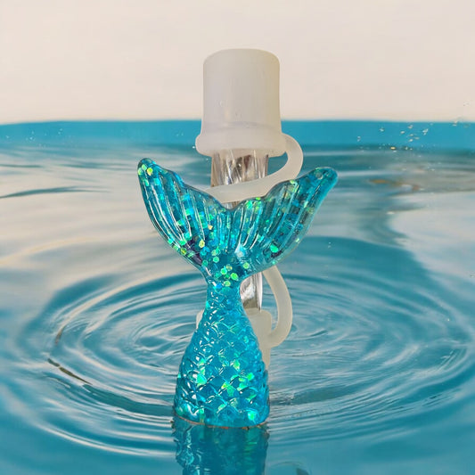 Aqua Mermaid Silicone Straw Topper 10mm