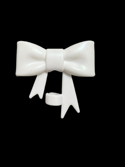 White SHIMMER Large Bow Silicone Straw Topper 10mm