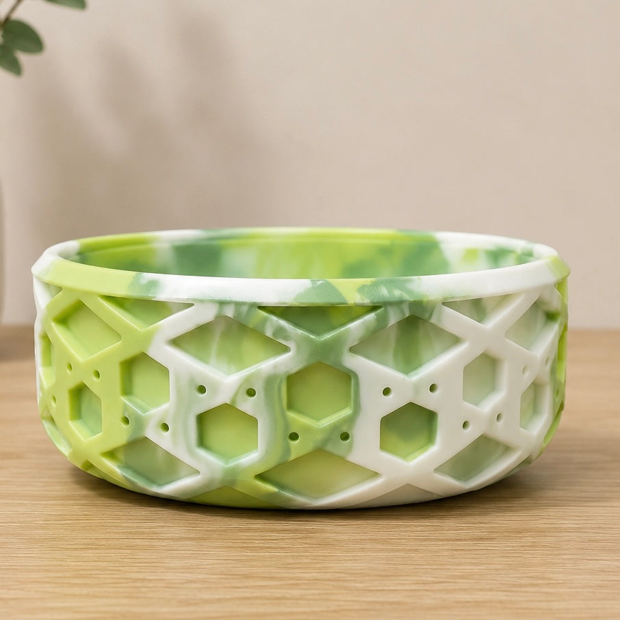 Green White Swirl Shorty Waffle 3" - Silicone Tumbler Boot