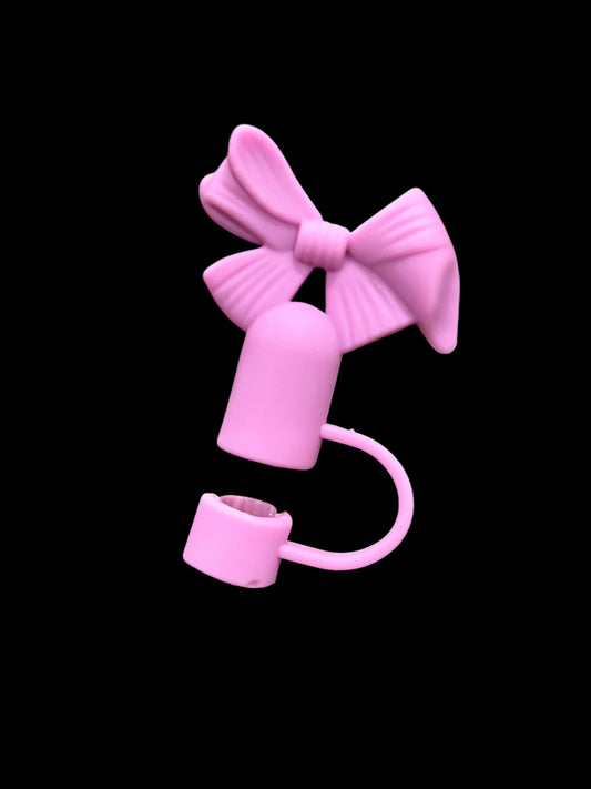 Pink Coquette Bow Silicone Straw Topper 10mm