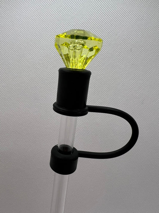 Yellow Diamond BLACK Base Straw Topper 10mm