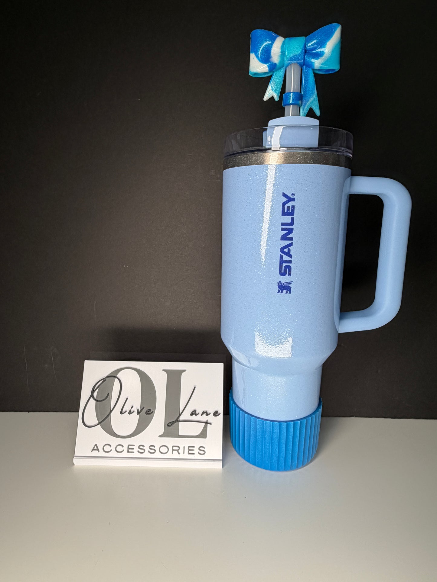 Azure Blue Shimmered FLUTED - Silicone Tumbler Boot