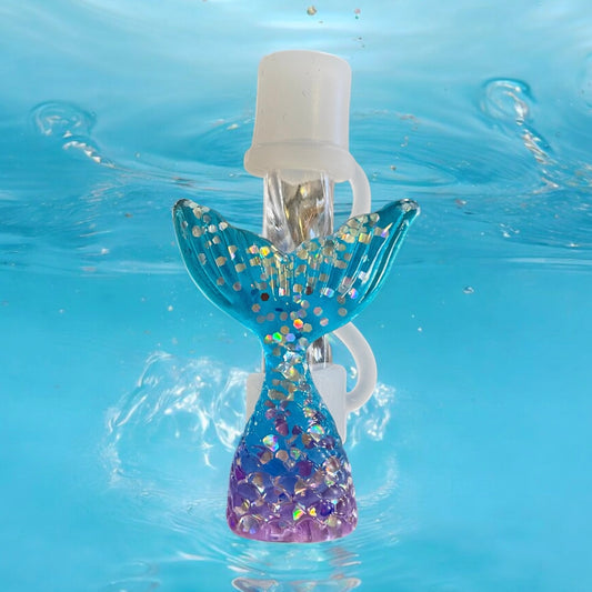 Aqua Purple Mermaid Silicone Straw Topper 10mm