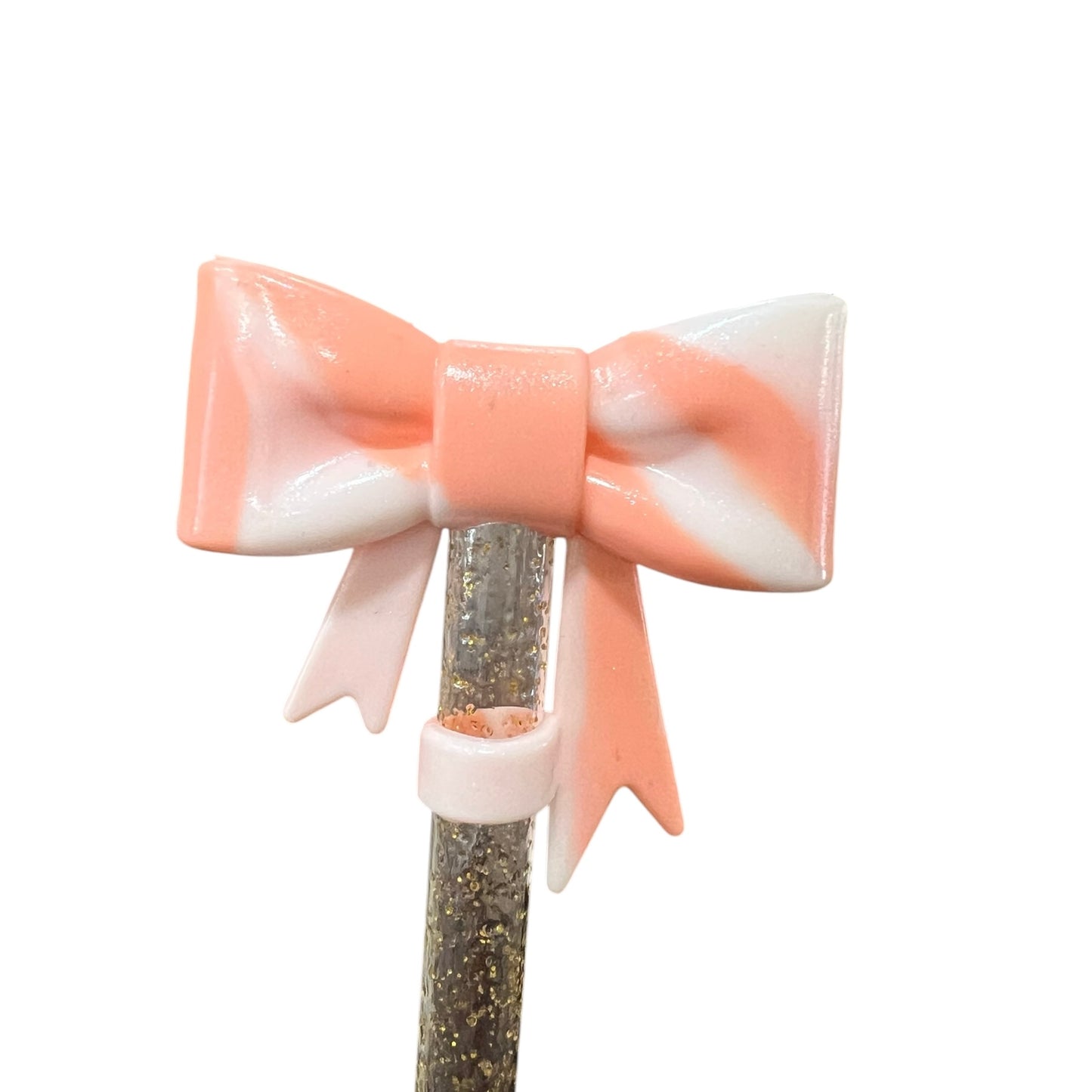 Peaches & Cream Shimmer Large Bow - Silicone Straw Topper 10mm