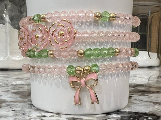 Pale Pink & Green Tumbler Charm Stacks